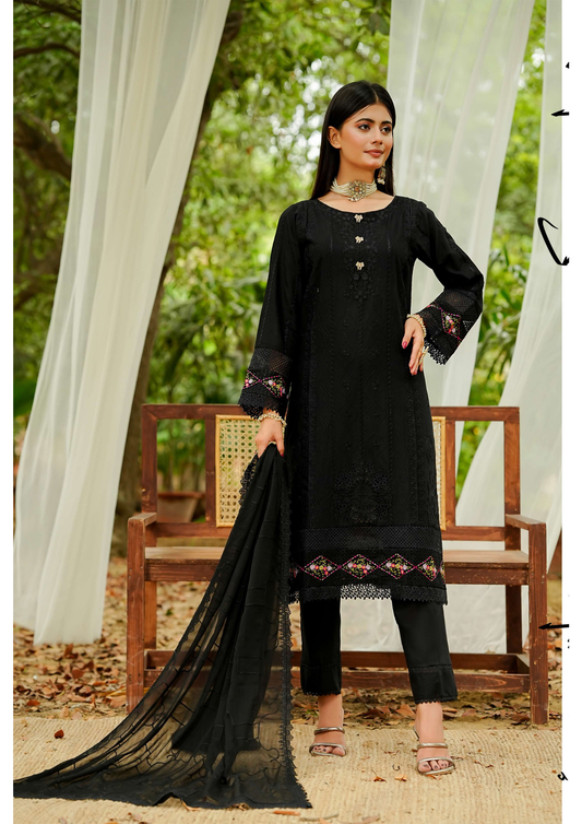 Agha Noor Cotton Ready To Wear Collection Ronak 2025 | Black