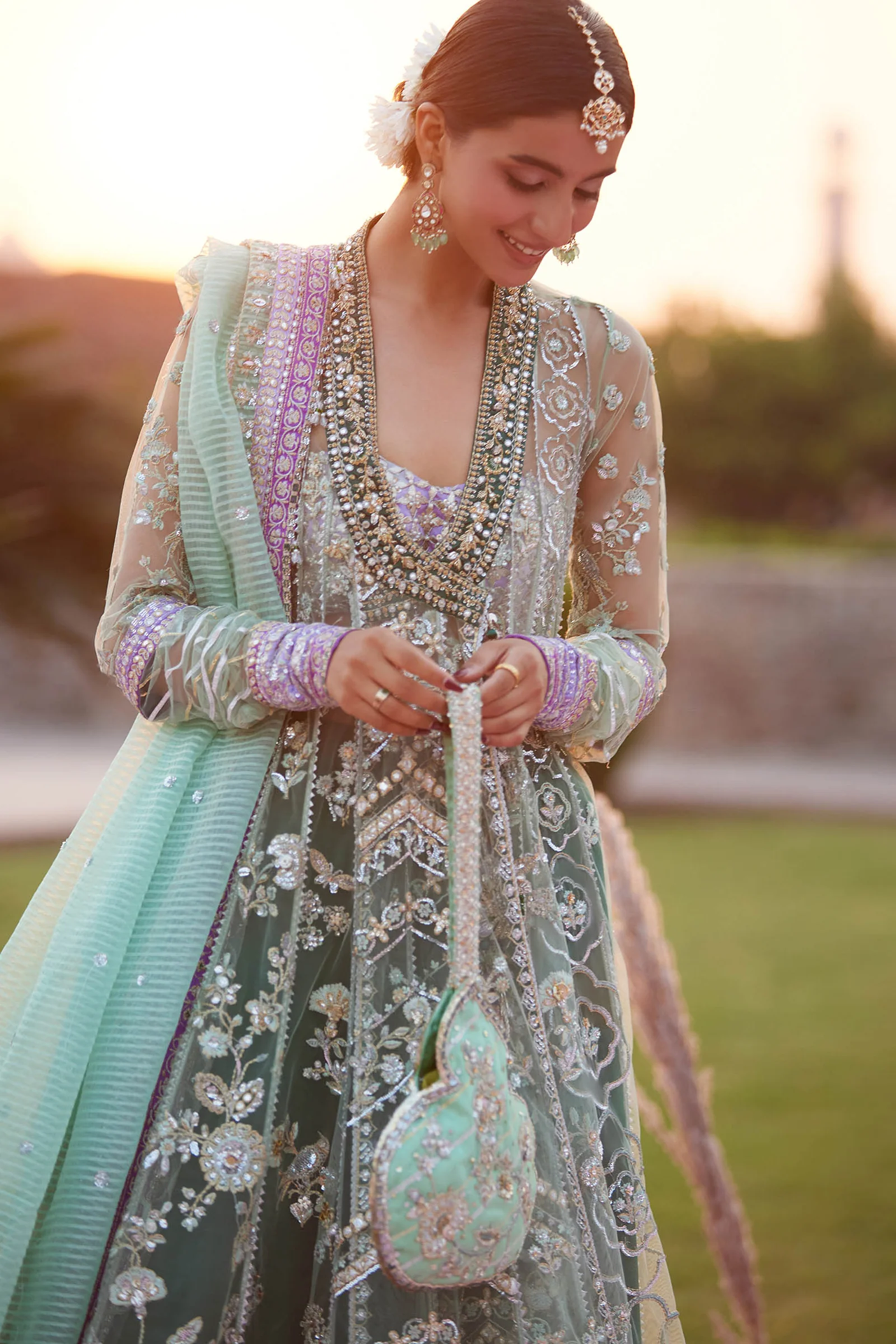 Zaha Gossamer Wedding Festive 2025 3 PCS Unstitched Collection | ZARQAH-E-PISTACHIO ZC 25-03