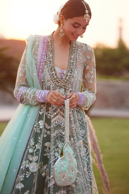 Zaha Gossamer Wedding Festive 2025 3 PCS Unstitched Collection | ZARQAH-E-PISTACHIO ZC 25-03