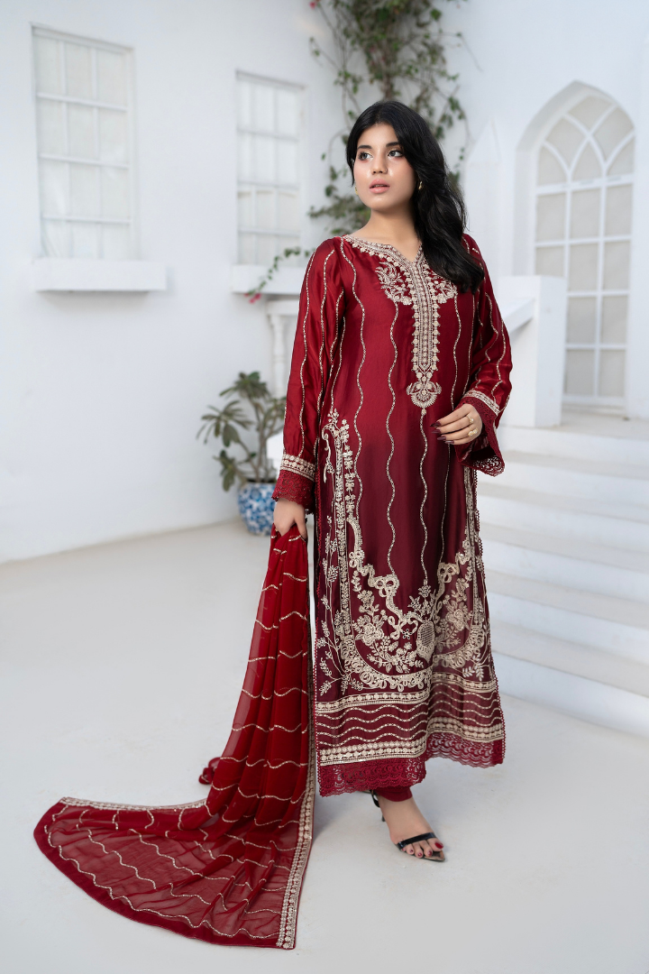 Shaanse Luxury Ombre Silk Vol-6 Ready to Wear Collection 2026 | Red