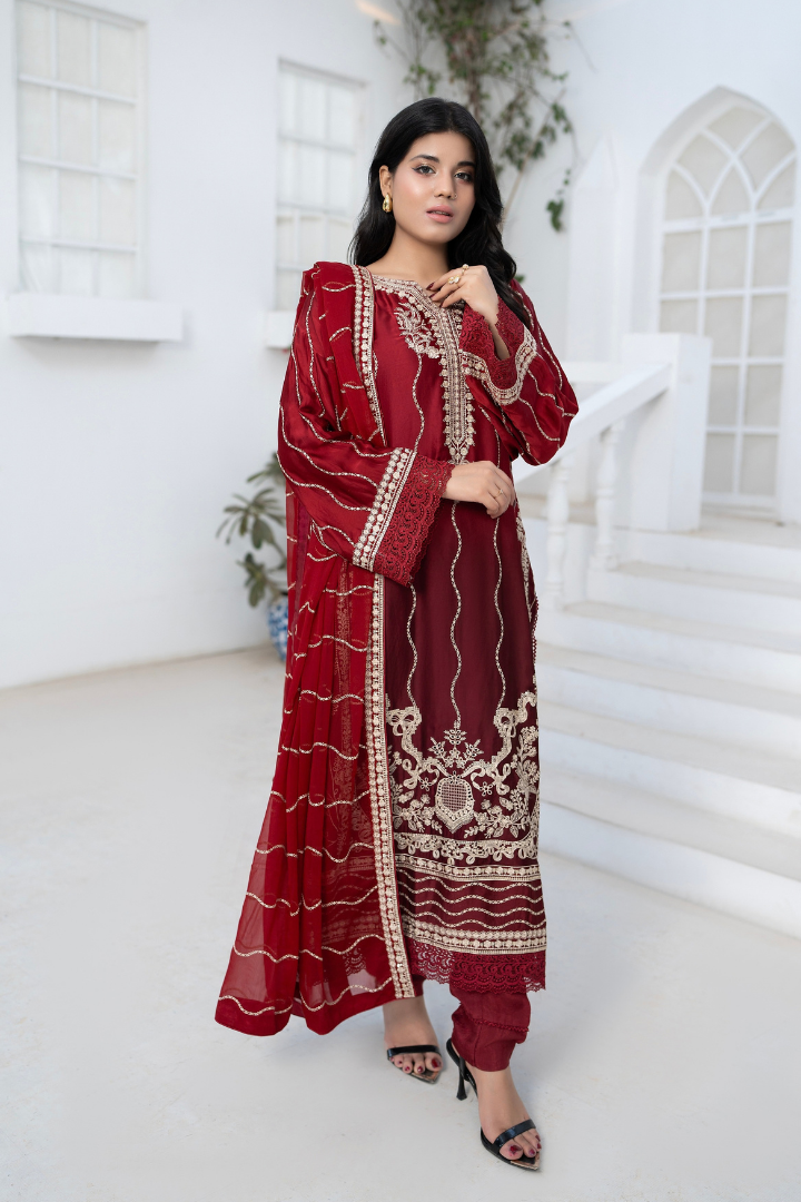 Shaanse Luxury Ombre Silk Vol-6 Ready to Wear Collection 2026 | Red