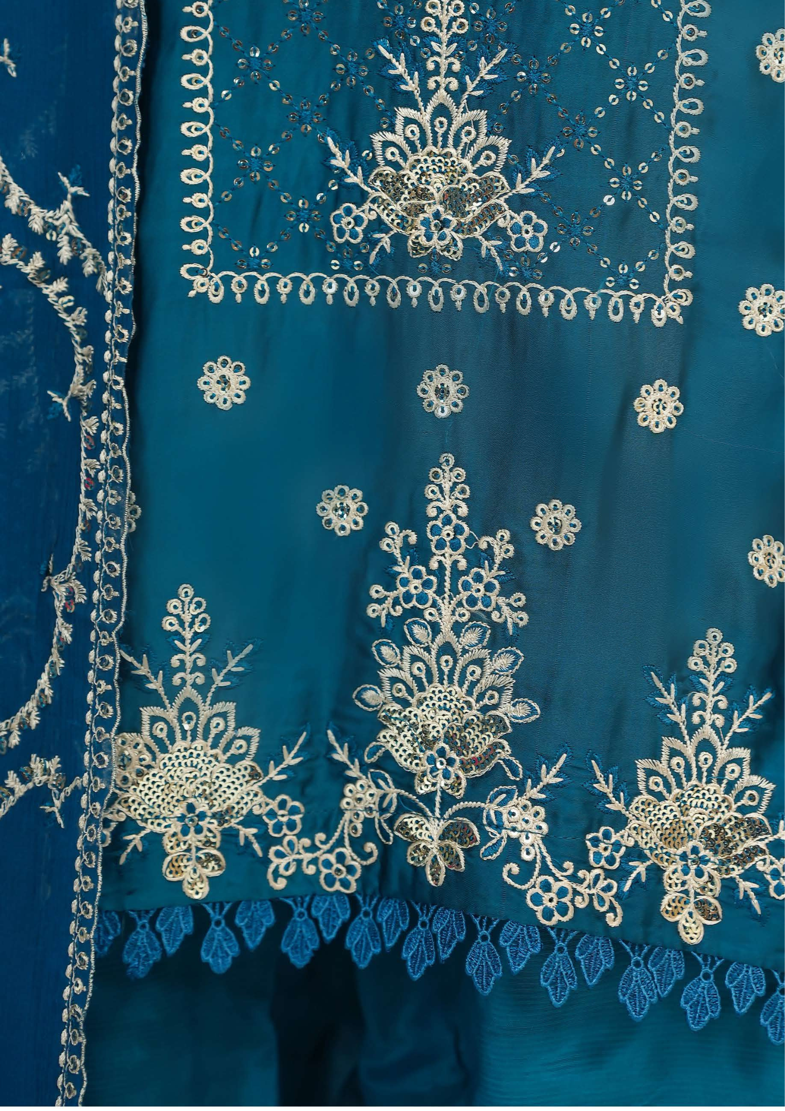 Shaanse Silk Embroidered 3PCS Ready-to-Wear Farshi Shalwar | Zinc