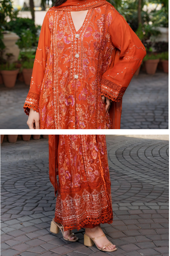 Agha Noor Luxury Gowns Afsanay Ready to Wear Collection | Rust