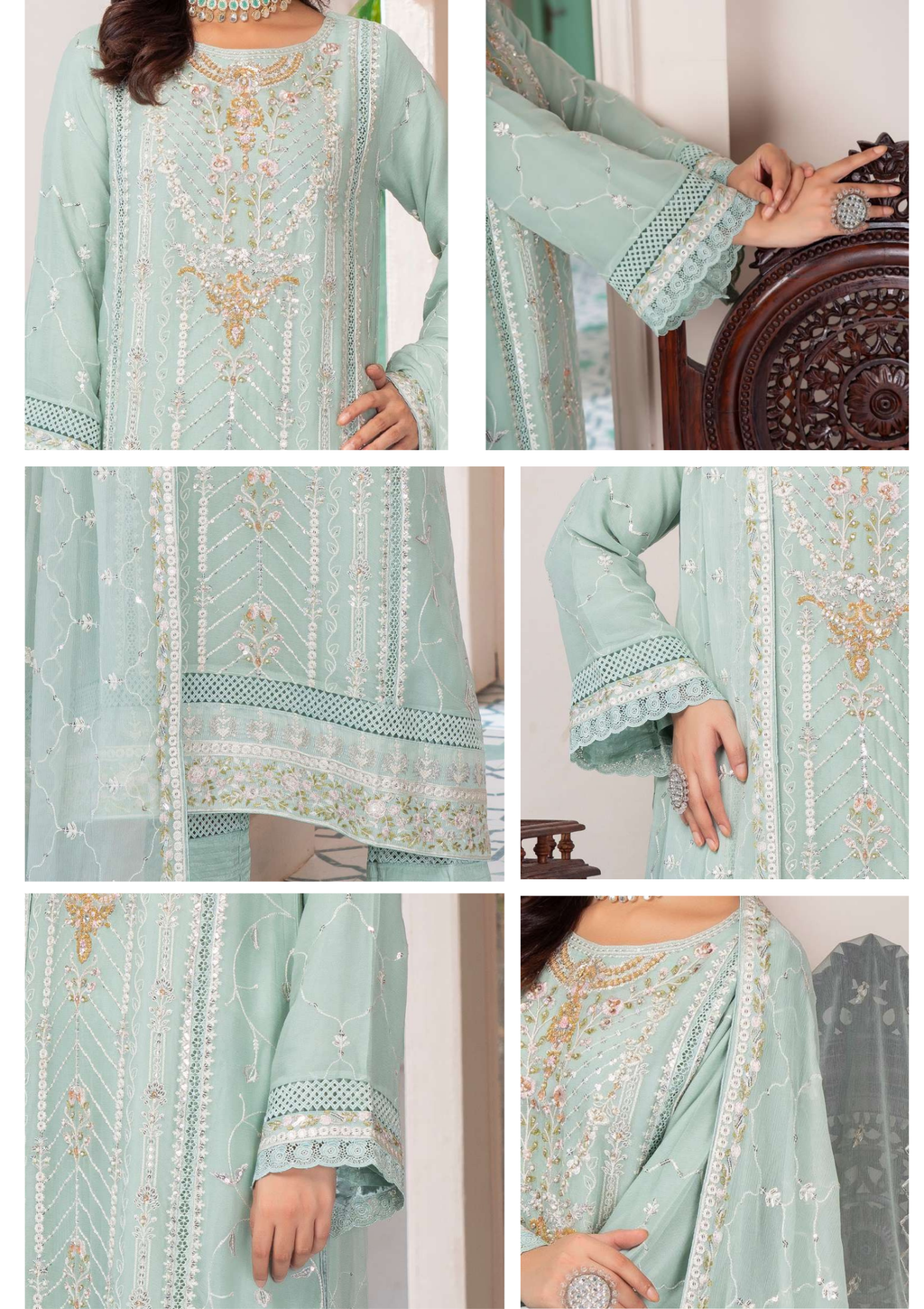 Agha Noor Shehnai Chiffon Ready to Wear Handwork Collection 25 | Pale Green