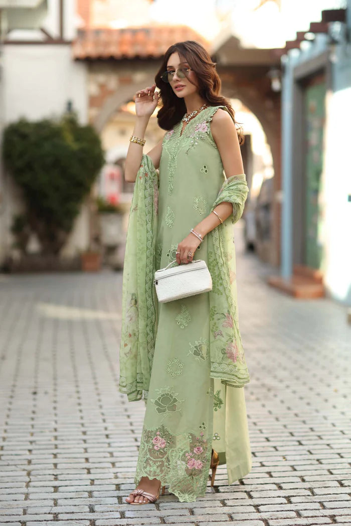Noor By Saadia Asad Luxe Chikenkari Unstitched Collection 2026 | D3-A Pistachio - Mirha Fashion