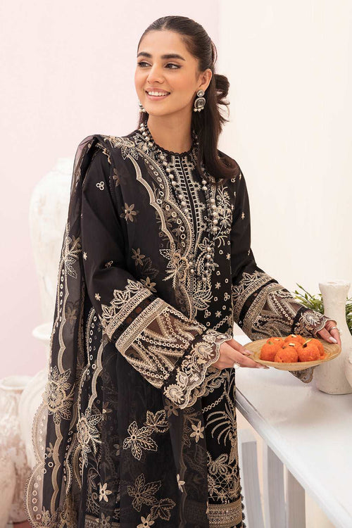 Afrozeh Festive Unstitched Chikankari Lawn 3Pc Suit AL-23-V3-07 Noir