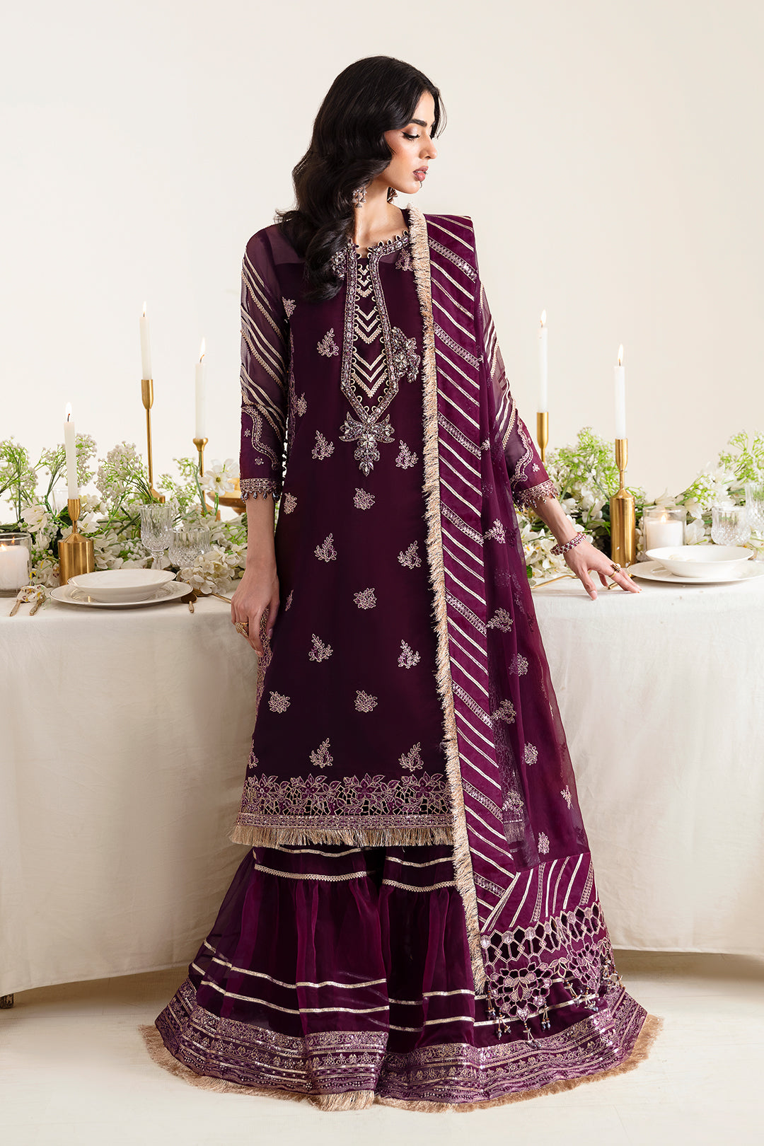 Alizeh Reena Handicrafted Unstitched Luxury Chiffon Formal | Laurel