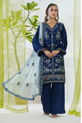 Shaanse Mehroo Cotton Silk 3PCS Ready to Wear Collection Jan-26 | Blue