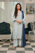 Agha Noor Qurbat Chiffon Handwork Ready to Wear Collection 2026 | Sky blue - Mirha Fashion