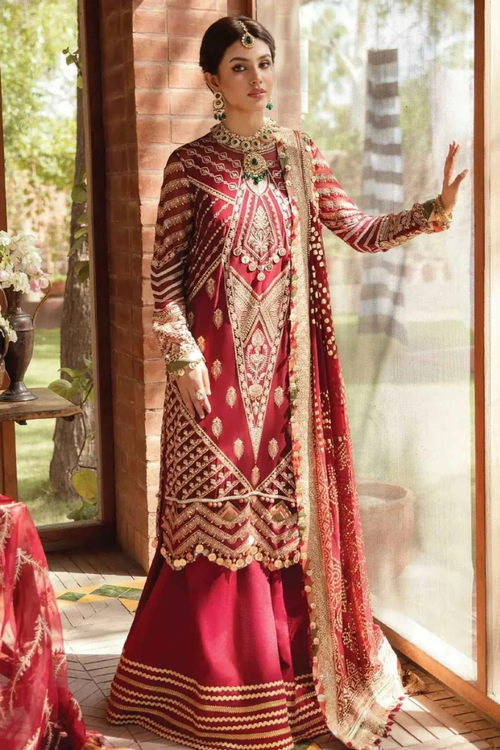 Ayzel Sangat Chiffon Embroidered Suit | D-01 | Shajar - Mirha Fashion