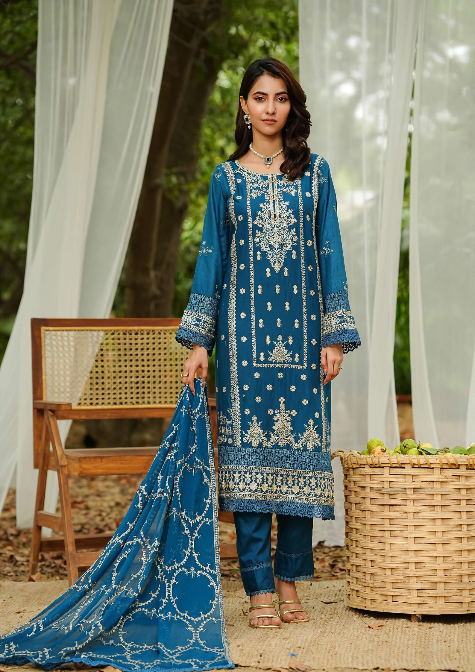 Agha Noor Cotton Ready To Wear Collection Ronak 2025 | Blue