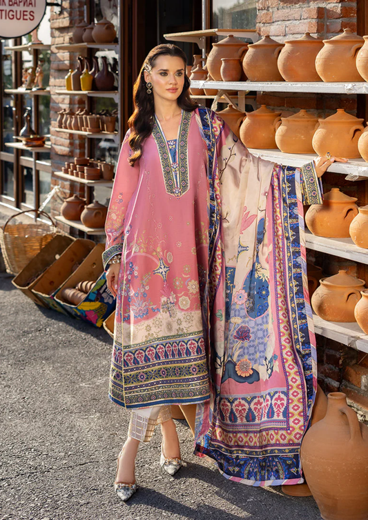 Mushq Hemline Nirvana Printed Silk Unstitched Collection | Maridian Bloom