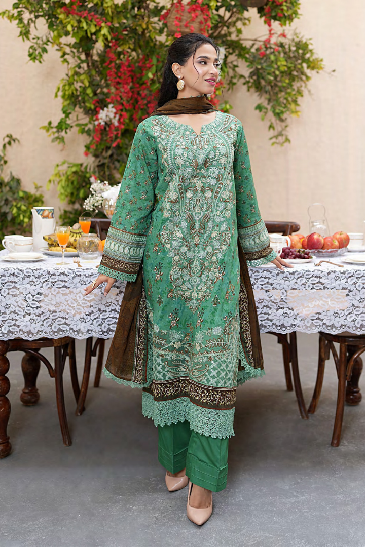 Shaanse Khuwab Vol-2 Ready To Wear Emb Cotton Collection 2026 | Green Small - Mirha Fashion