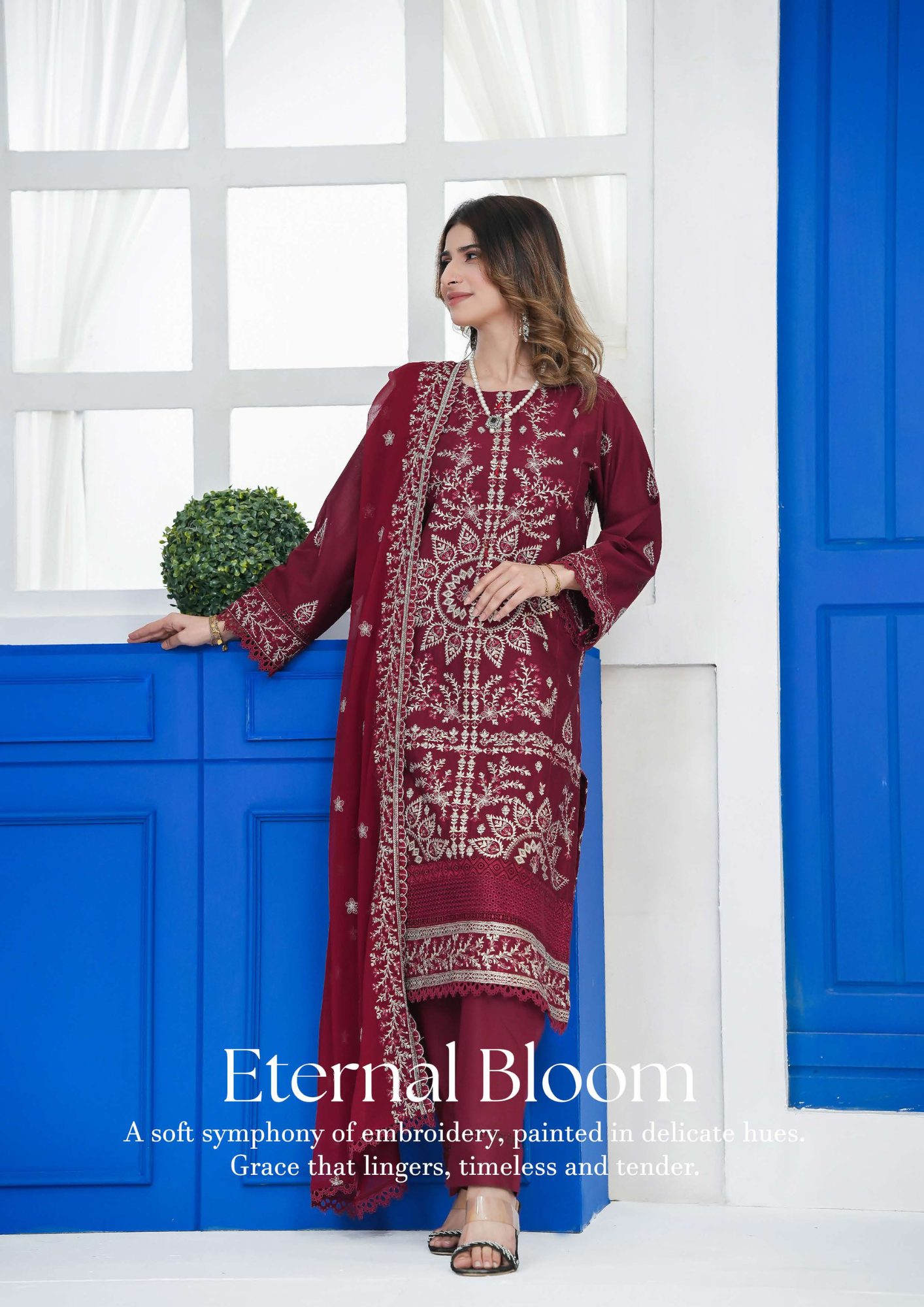 Agha Noor Cotton Ready To Wear Collection Khushi | Maroon