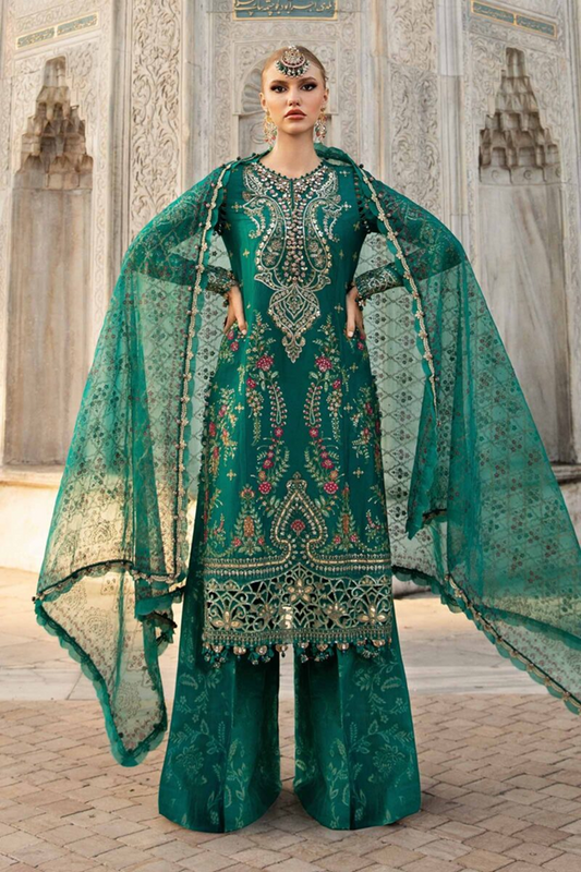 MARIA B. UNSTITCHED EMBROIDERED SATEEN COLLECTION 2025 - D-05 - CST