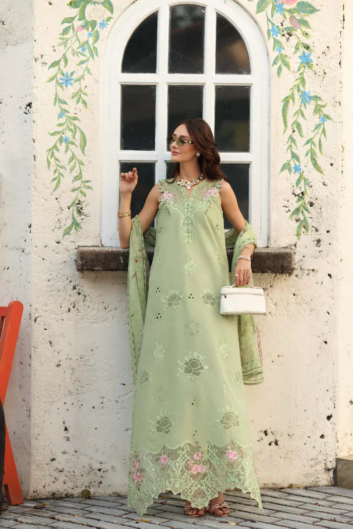 Noor By Saadia Asad Luxe Chikenkari Unstitched Collection 2026 | D3-A Pistachio - Mirha Fashion