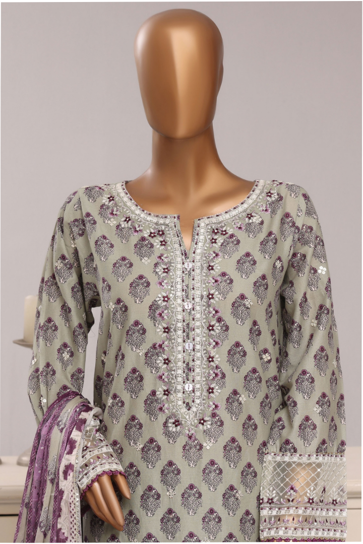 Sadabahar Regal Festive Emb Lawn Vol-3 Ready to Wear Collection | Light Green