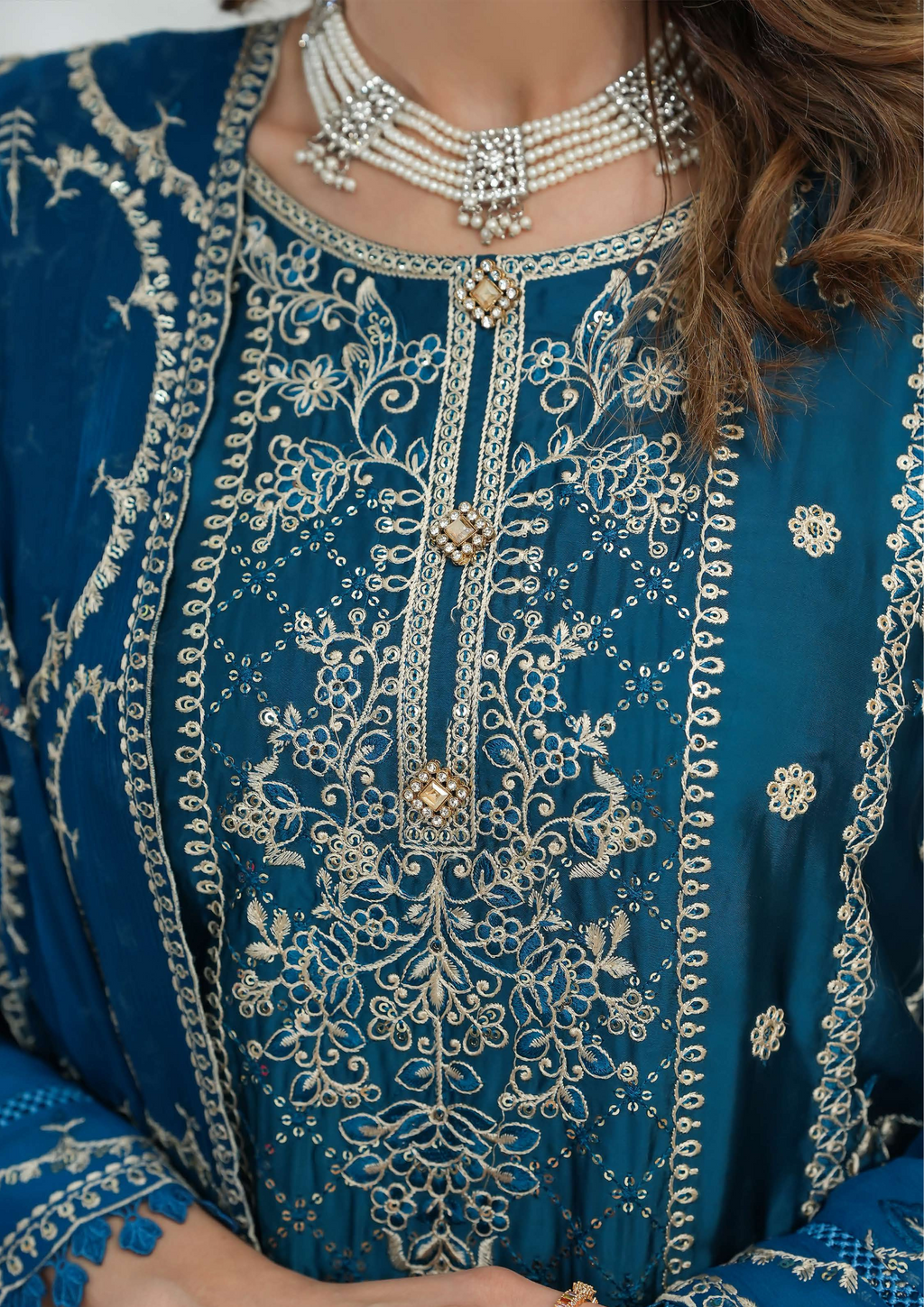 Shaanse Silk Embroidered 3PCS Ready-to-Wear Farshi Shalwar | Zinc