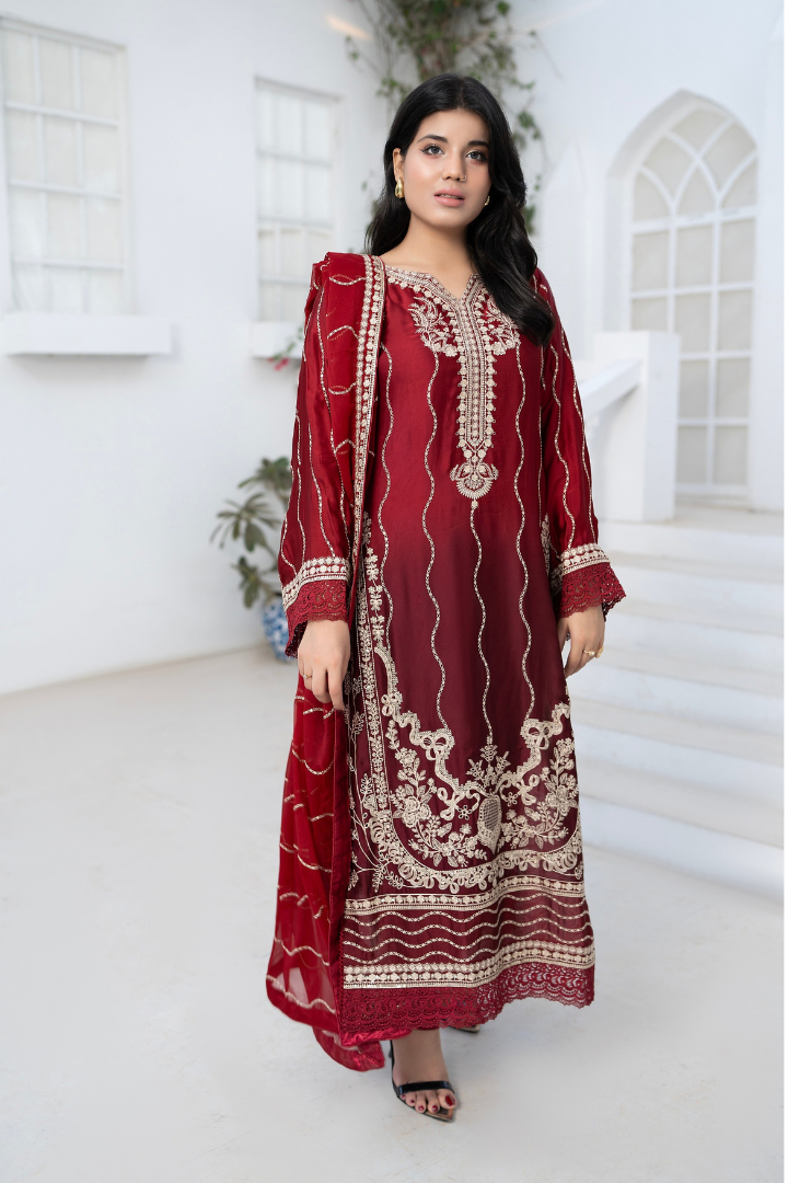Shaanse Luxury Ombre Silk Vol-6 Ready to Wear Collection 2026 | Red