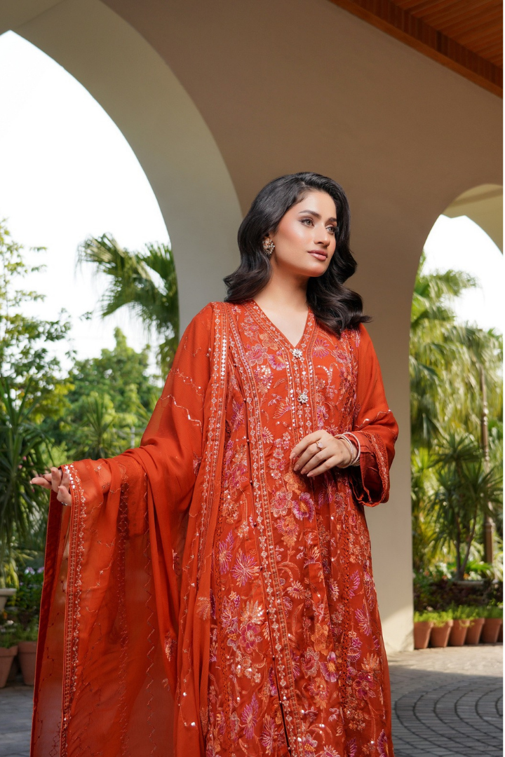 Agha Noor Luxury Gowns Afsanay Ready to Wear Collection | Rust