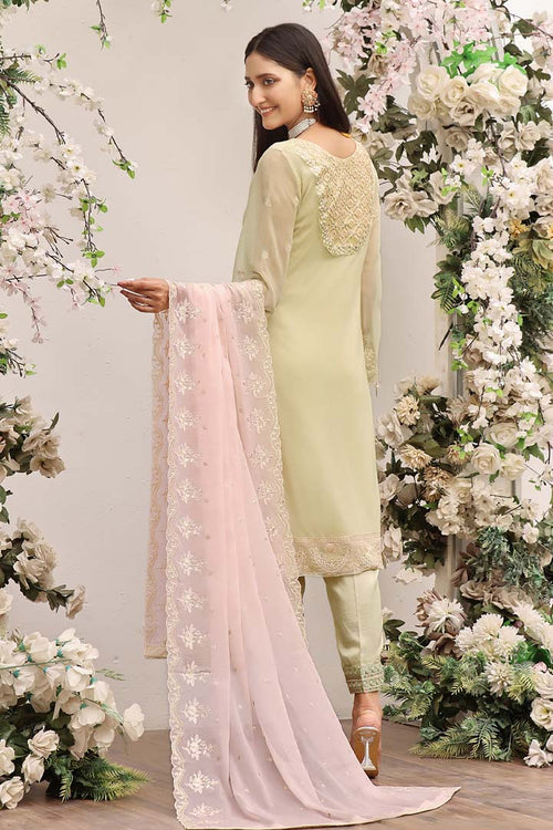 Manahil Lakhani Dastan Luxury Chiffon Unstitched Collection | D04 – Lemon Pastel