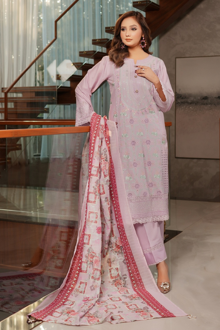 Shaanse Pehlinazar Cotton 3PCS Ready to Wear Collection Dec-2025 | Lavender