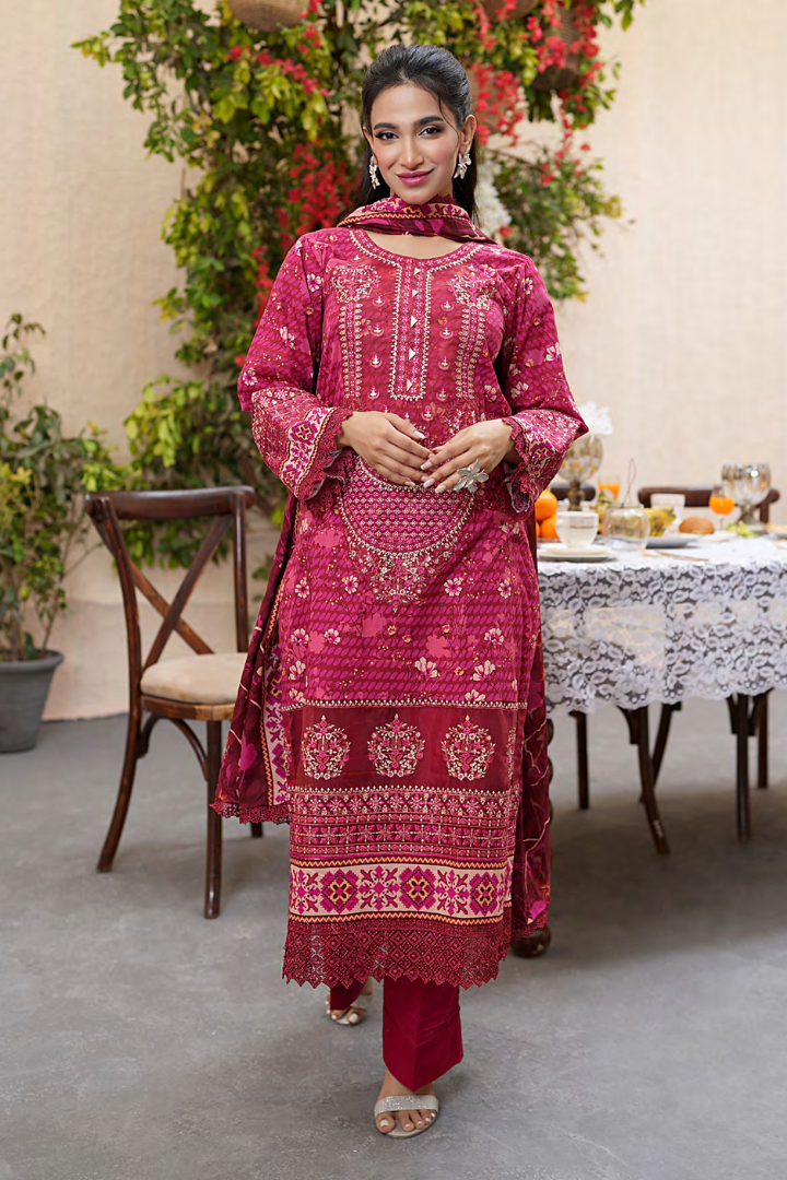 Shaanse Khuwab Vol-2 Ready To Wear Emb Cotton Collection 2026 | Red - Mirha Fashion