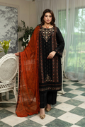 Agha Noor Qurbat Chiffon Handwork Ready to Wear Collection 2026 | Black - Mirha Fashion