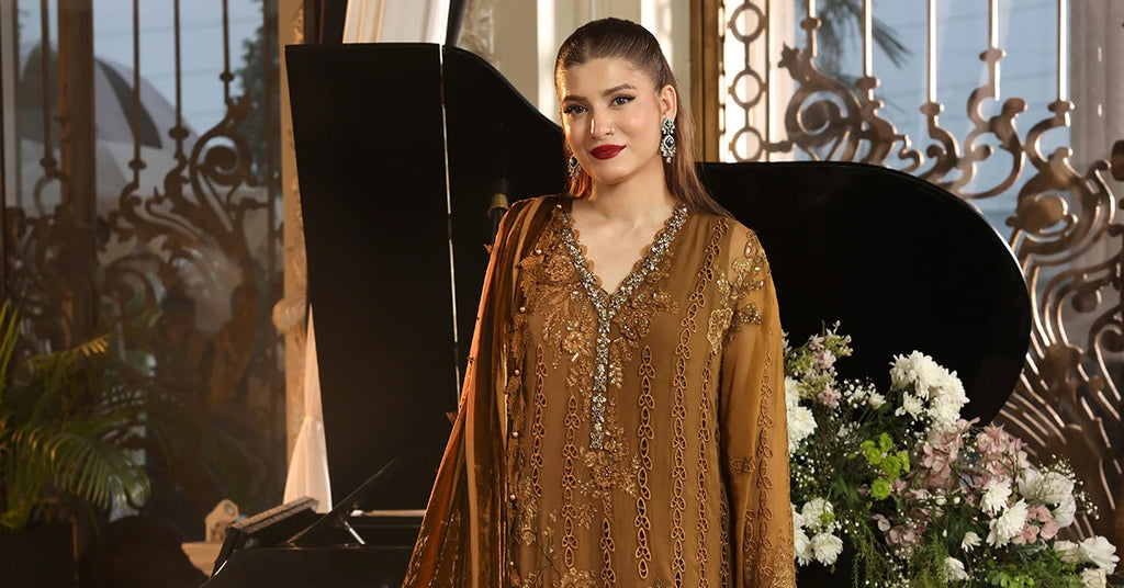 Maria B Chiffon Unstitched  Collection  2026 | MPC-26-205-Mustard
