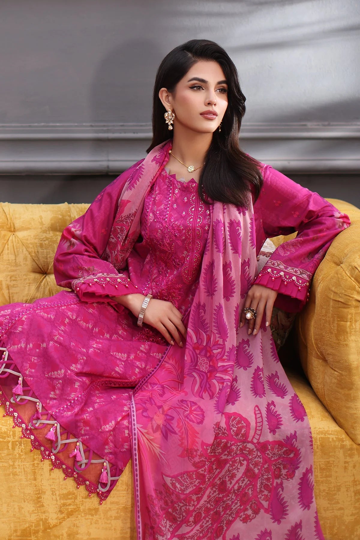 Charizma Embroidered Lawn With Printed Chiffon Dupatta | CCS4-08