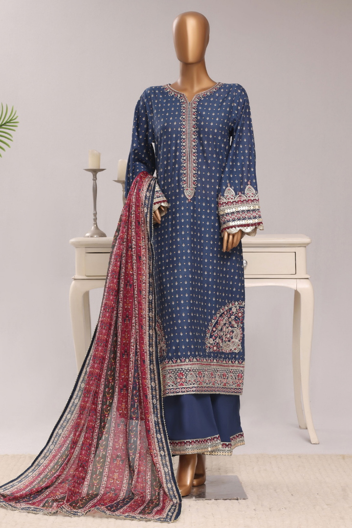 Sadabahar Regal Festive Emb Lawn Vol-3 Ready to Wear Collection | Blue