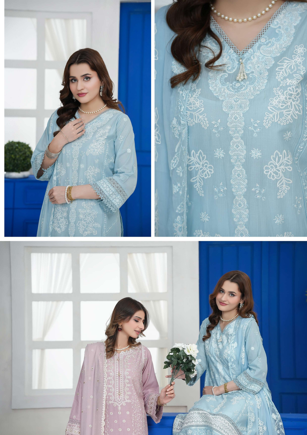 Agha Noor Cotton Ready To Wear Collection Khushi | SkyBlue