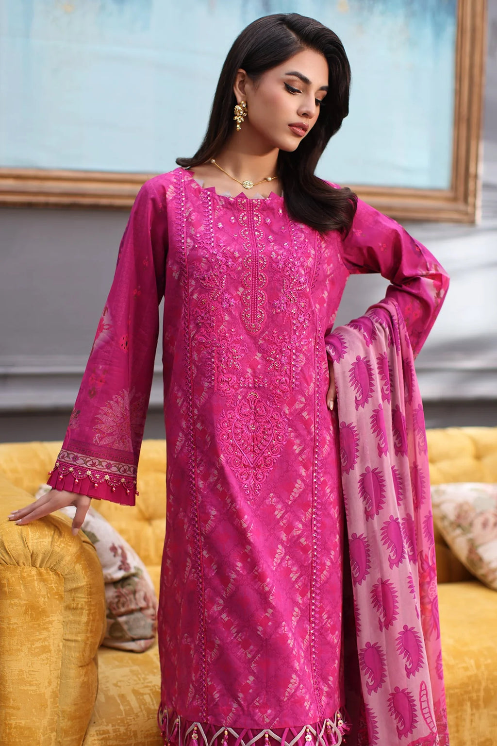 Charizma Embroidered Lawn With Printed Chiffon Dupatta | CCS4-08