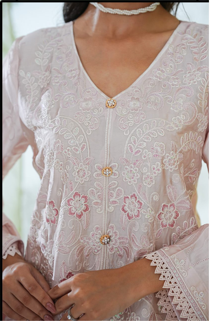 Shaanse Mehroo Cotton Silk 3PCS Ready to Wear Collection Jan-26 | Tea Pink