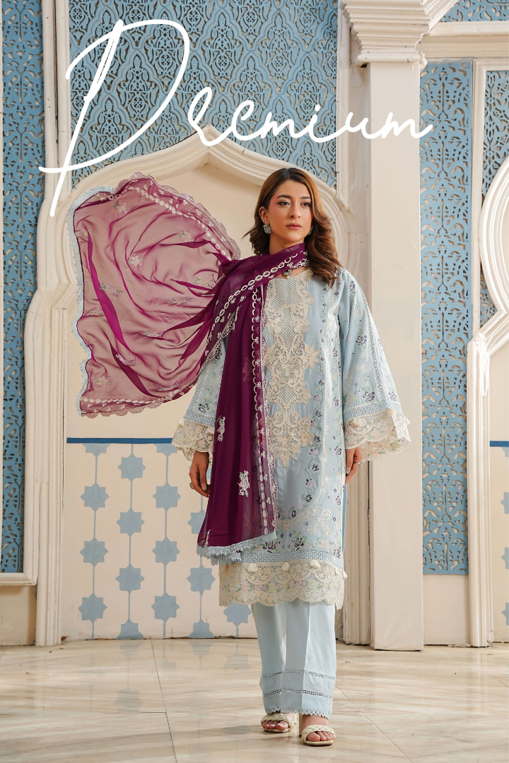 Shaanse Luxury Cotton Lumiere Drop-1 Ready to Wear Collection 2026 | Sky Blue