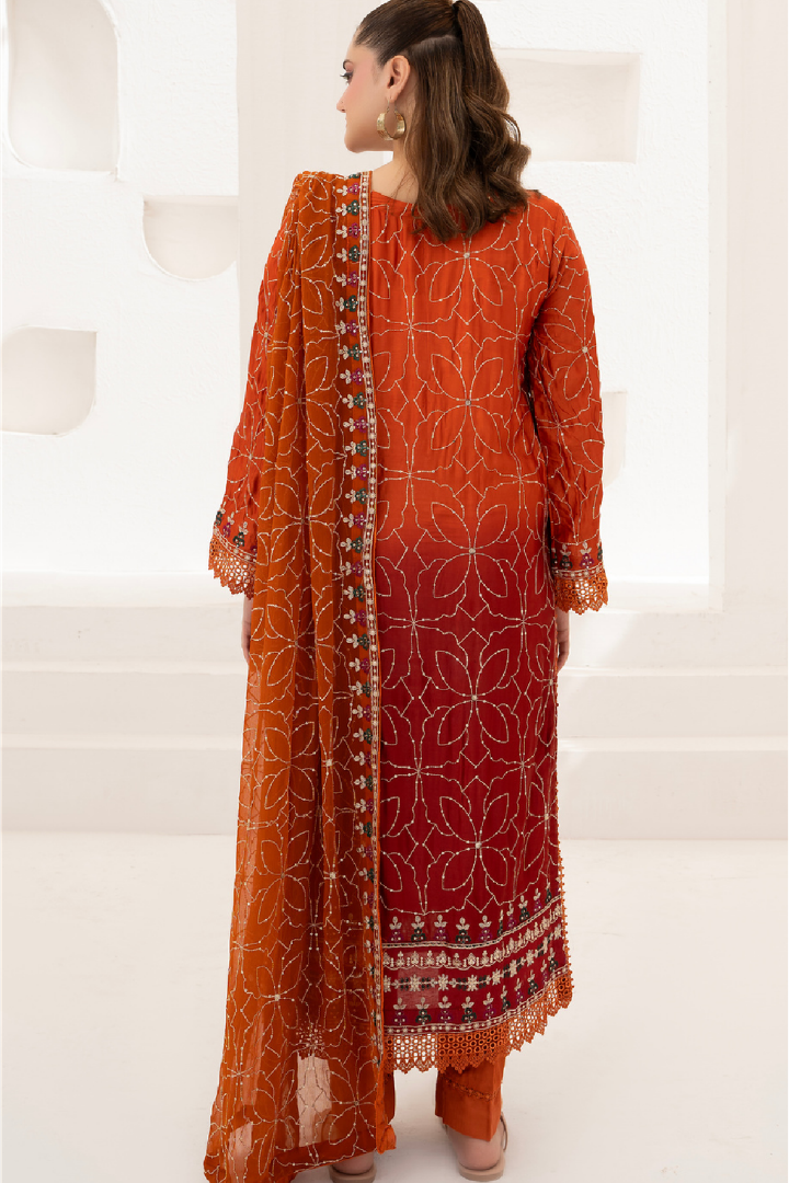 Shaanse Luxury Ombre Silk Ready to Wear Collection 2026 | Rust