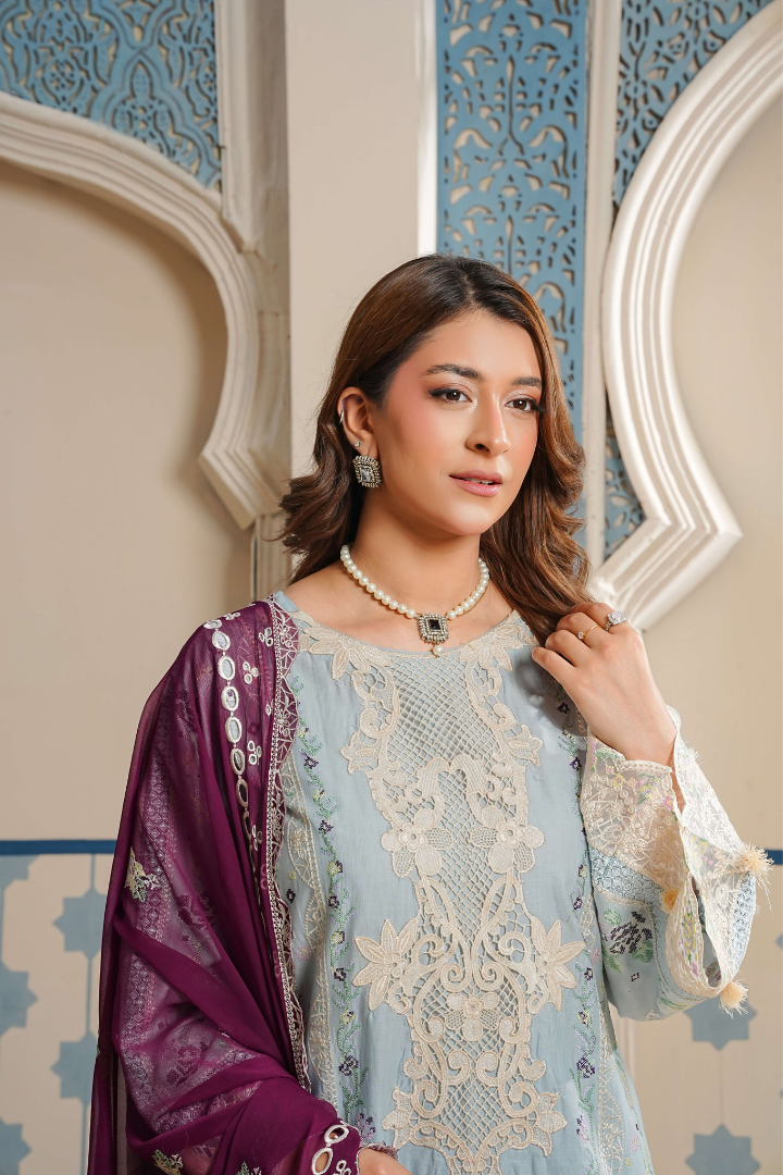Shaanse Luxury Cotton Lumiere Drop-1 Ready to Wear Collection 2026 | Sky Blue