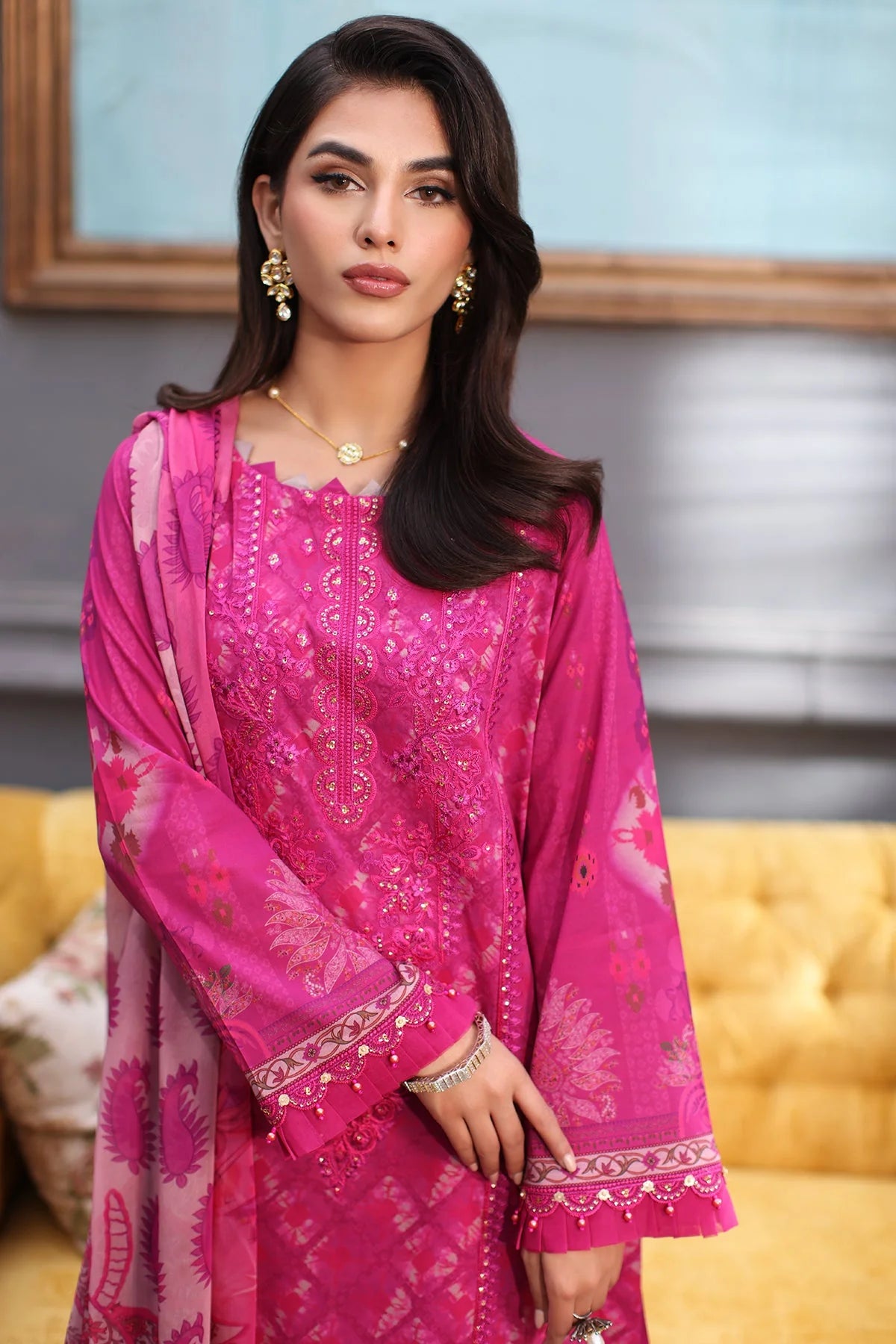 Charizma Embroidered Lawn With Printed Chiffon Dupatta | CCS4-08