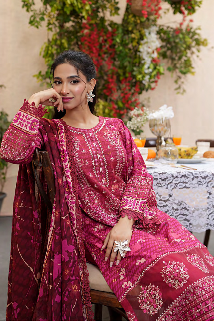 Shaanse Khuwab Vol-2 Ready To Wear Emb Cotton Collection 2026 | Red - Mirha Fashion