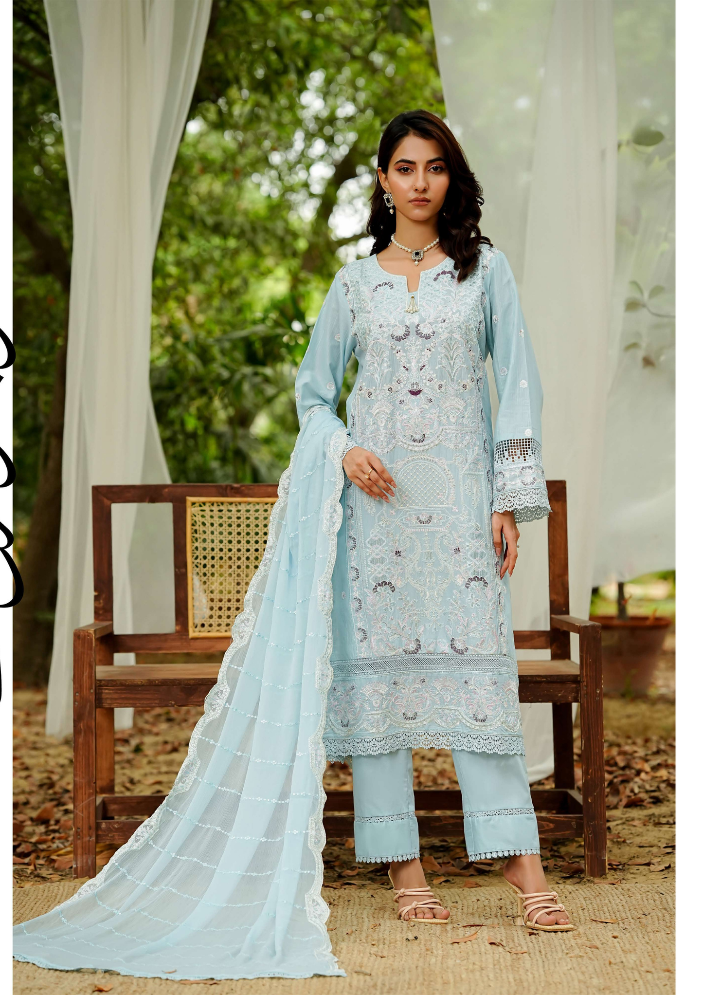 Agha Noor Cotton Ready To Wear Collection Ronak 2025 | SkyBlue