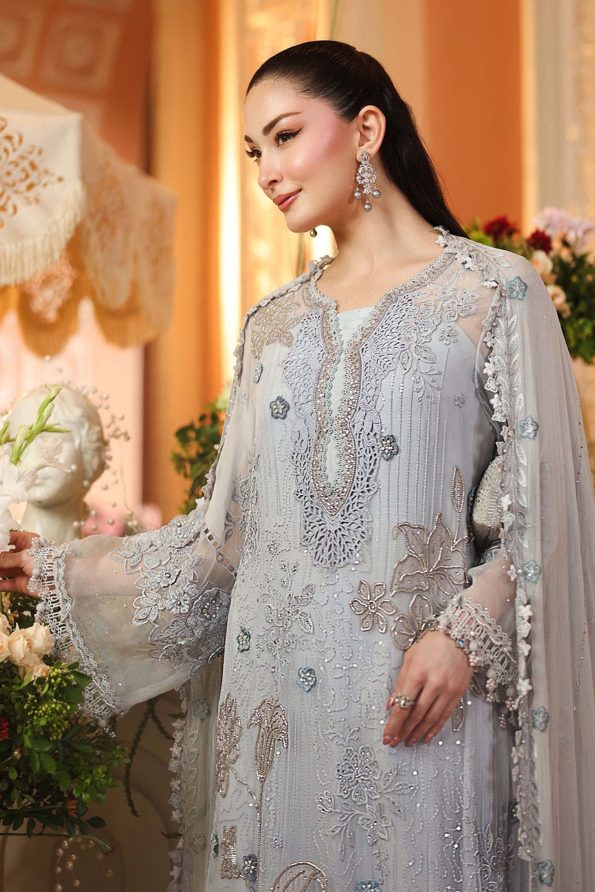 Maria B Chiffon Unstitched  Collection  2026 | MPC-26-206-Muted Blue