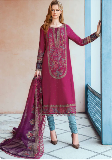 MARIA B. UNSTITCHED EMBROIDERED SATEEN COLLECTION 2024 | D-04 - CST