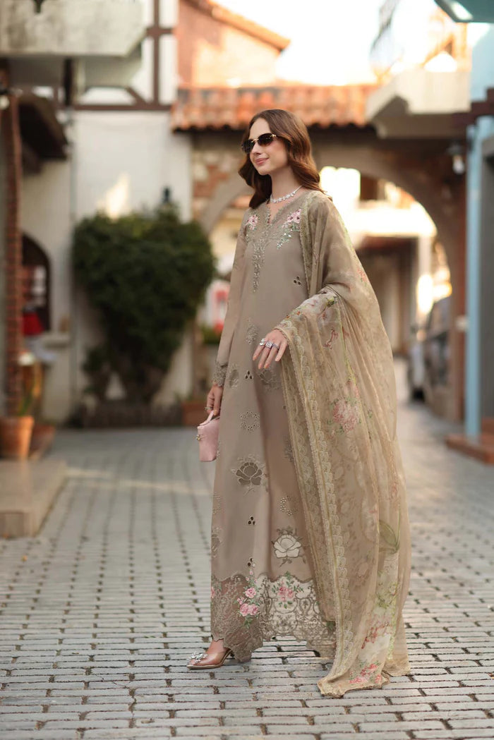 Noor By Saadia Asad Luxe Chikenkari Unstitched Collection 2026 | D3-B Soft Mocha - Mirha Fashion