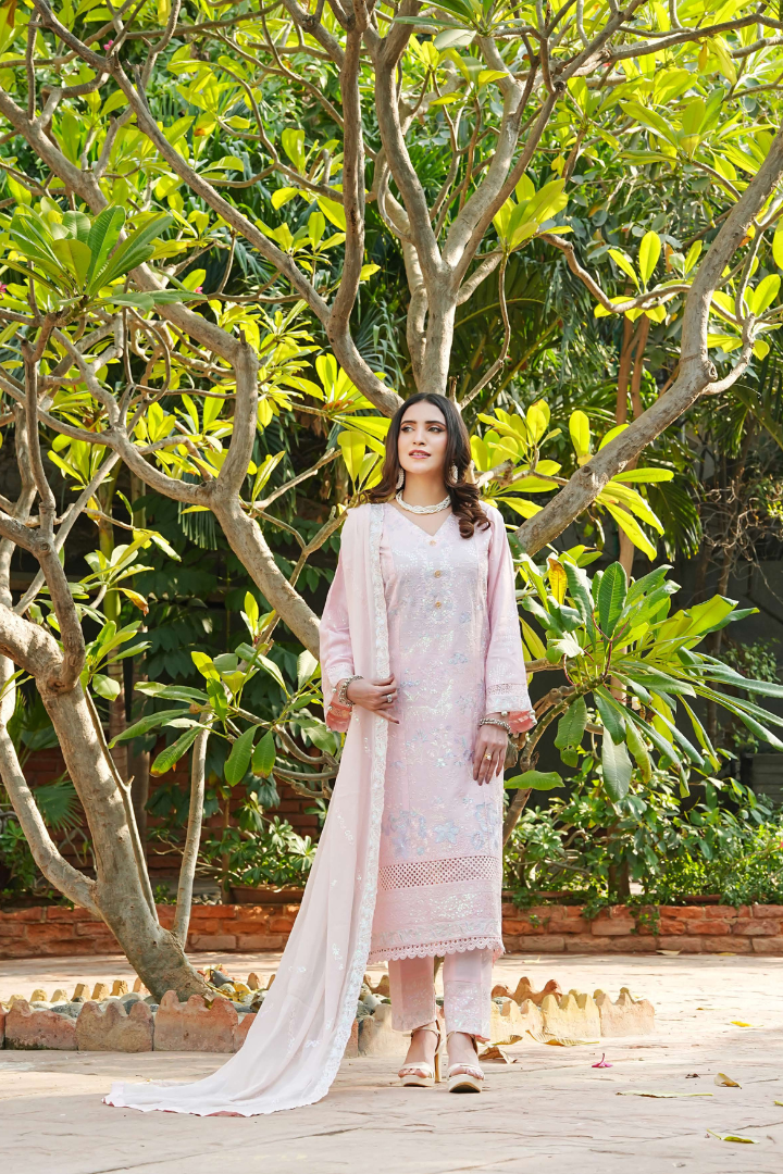 Shaanse Cyra Cotton Silk 3PCS Ready to Wear Collection Dec-2025 | Pink - Mirha Fashion