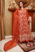 Aghanoor Afsanaay Chiffon Gown 3PCS Ready to Wear Collection | Rust
