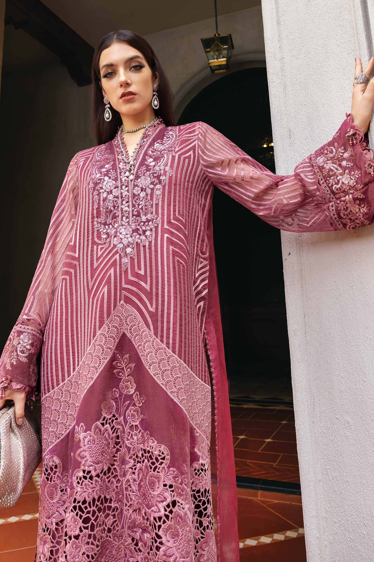 Maria B Winter Luxe 3PCS Unstitched Vol-13 2025 | D4 - Mirha Fashion
