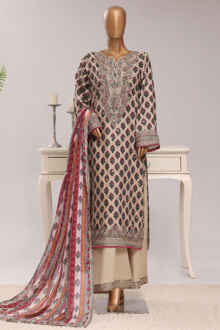Sadabahar Regal Festive Emb Lawn Vol-3 Ready to Wear Collection | Beige
