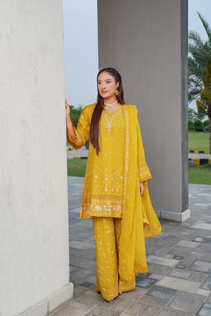 Agha Noor Shein Chiffon Ready to Wear Collection 2026 | Yellow