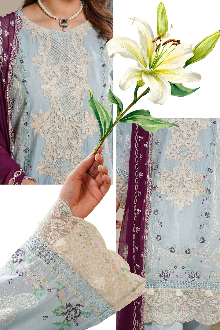 Shaanse Luxury Cotton Lumiere Drop-1 Ready to Wear Collection 2026 | Sky Blue