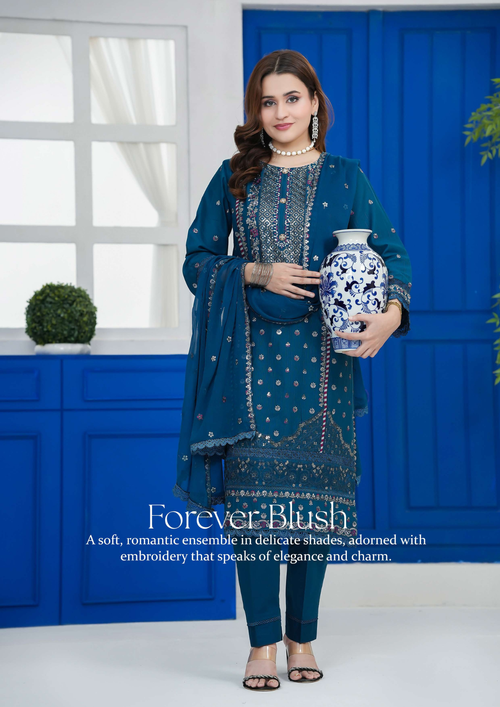 Agha Noor Cotton Ready To Wear Collection Khushi | Blue - Mirha Fashion